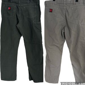 Lot of 2 Wrangler Riggs Workwear Carpenter Pants Men’s 40/32 Dark Green & Tan